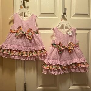 TWIN BUNDLE / Pink Seersucker Floral Bow Dresses 🩷🩷